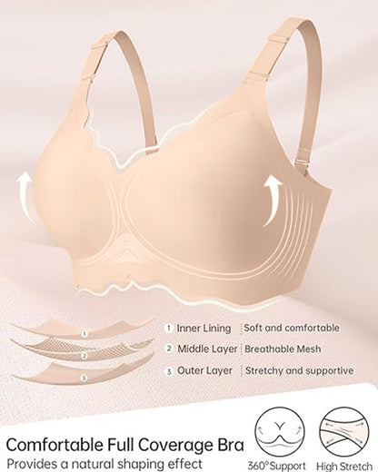 Soft Full Coverage Scalloped Wireless Jelly Bra